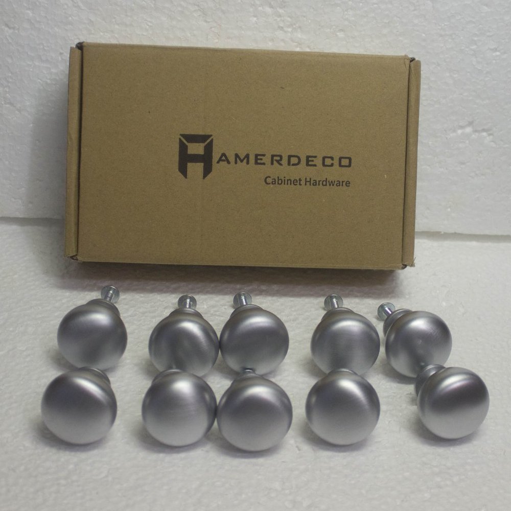 Set of 10 Brushed Silver 1 Inch Draw Pulls